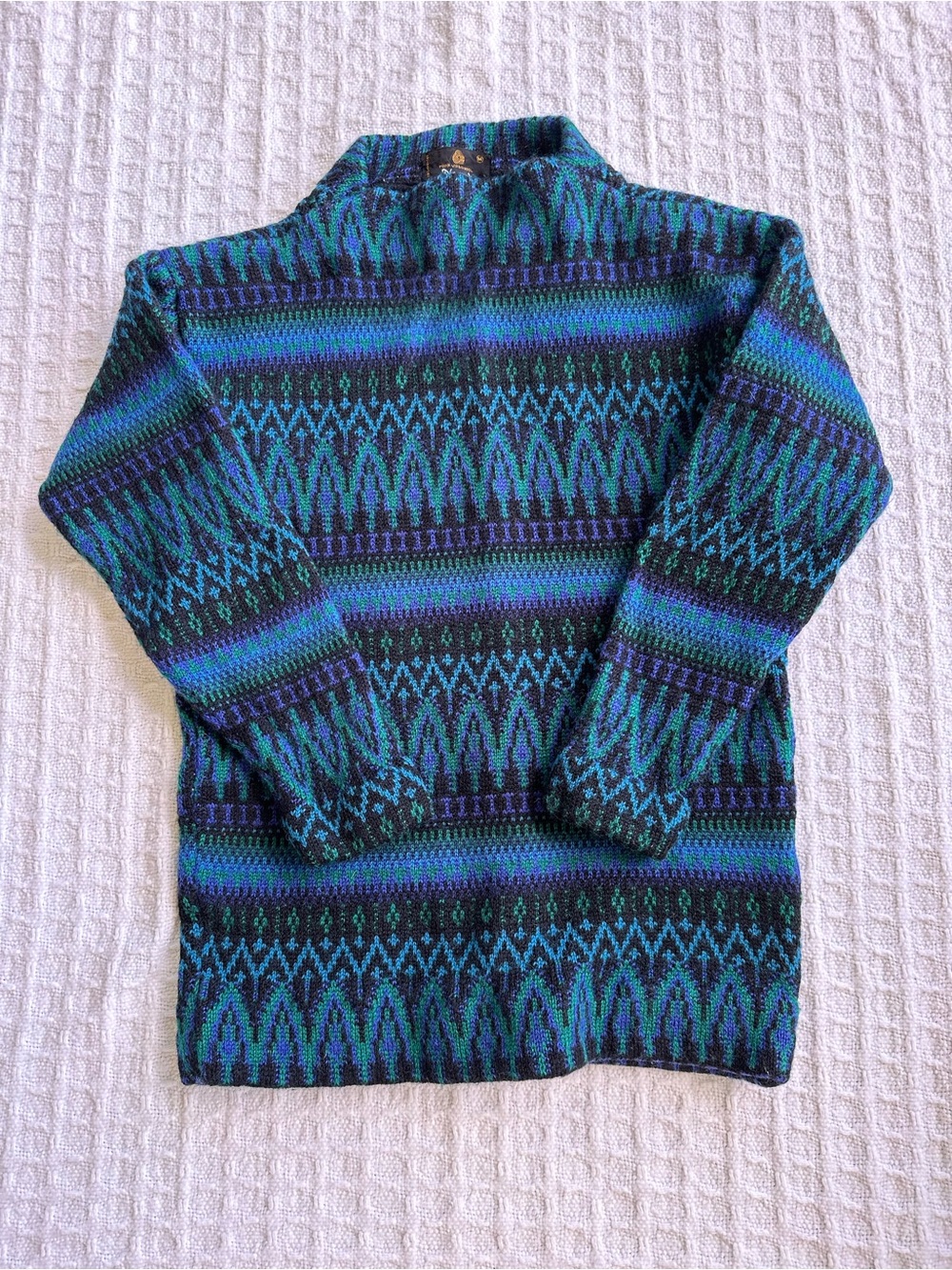 VTG Norvyk by Renoir Wool Pullover Sweater Layering Ski Medium Blue Green Nordic